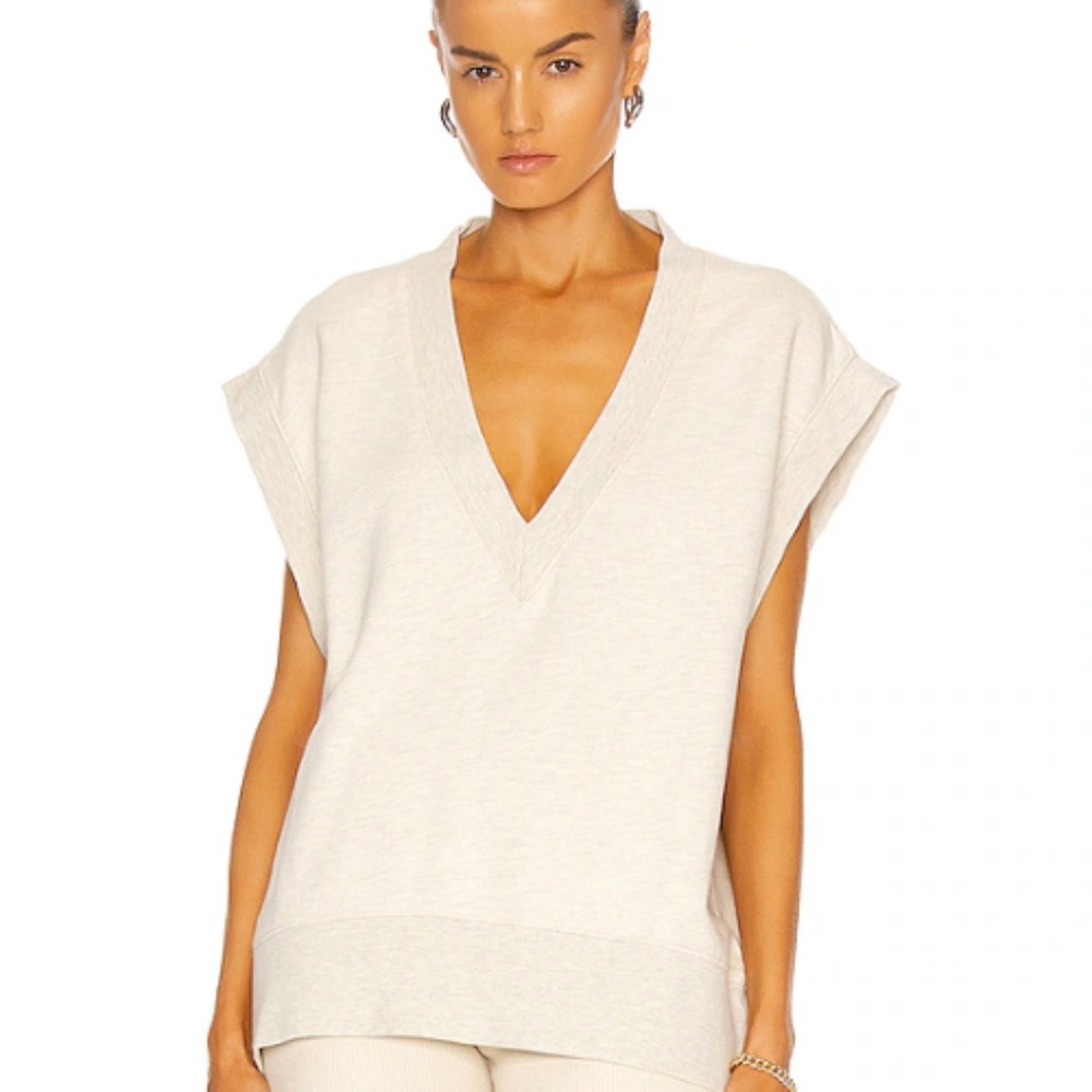 AGOLDE S/S Shaw Vest Sweatshirt Size S in Oatmeal Heather